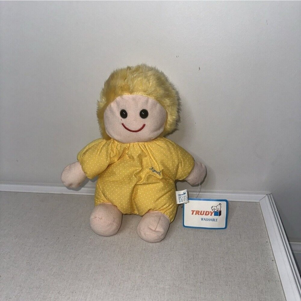 Vintage Trudy Toys Plush Doll Yellow Polka Dot 1983 Lysol Logo Tag attached - Picture 11 of 11